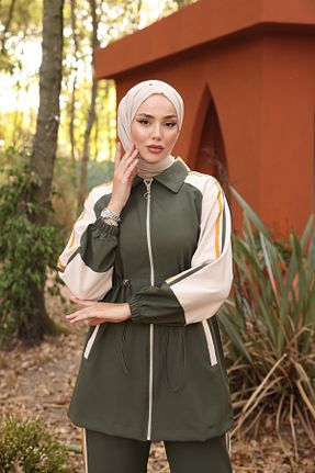 ست بالاتنه و پائین تنه حجاب خاکی زنانه رگولار Wovi - کد 904558971