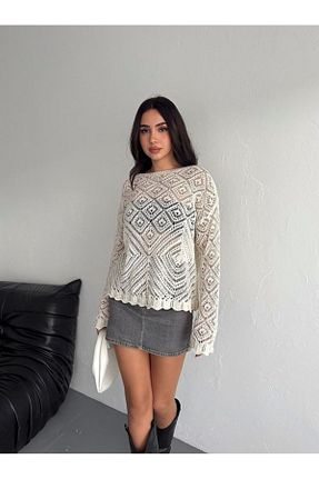 بلوز بژ زنانه Ajurlu MinikKuş Tasarım - کد 904569682