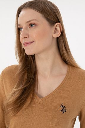 پلیور قهوه ای زنانه ساده U.S. Polo Assn. - کد 865199462