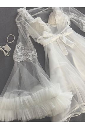 ربدوشام سفید زنانه ساتن MH Moony Homewears - کد 904607194
