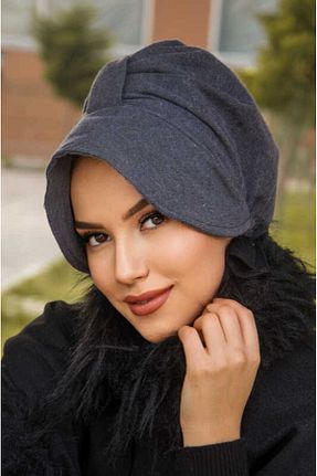 کلاه طوسی زنانه پشمی Aişe Tesettür - کد 783375059