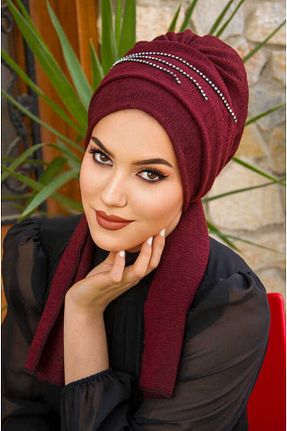 شال زرشکی زنانه پنبه پلی استر Aişe Tesettür - کد 827301598