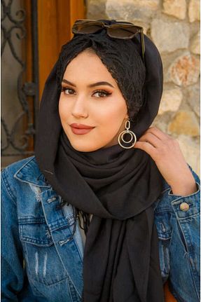 شال مشکی زنانه پنبه پلی استر Aişe Tesettür - کد 827150447