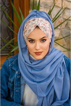 شال سرمه ای زنانه پنبه پلی استر Aişe Tesettür - کد 827149698