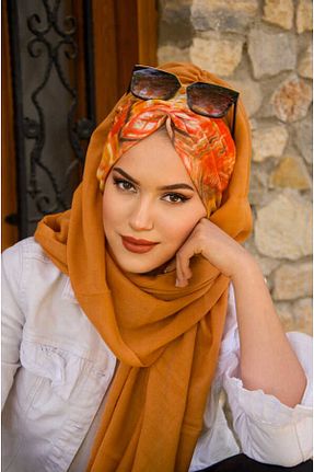 شال قهوه ای زنانه پنبه ای Aişe Tesettür - کد 827108190