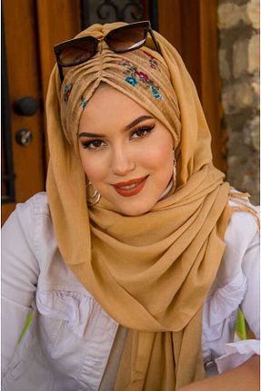 شال زرد زنانه پنبه پلی استر Aişe Tesettür - کد 827151875