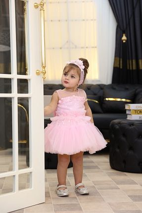 لباس مجلسی و فارغ التحصیلی صورتی بچه گانه توری MİSS RAİN - کد 906016353