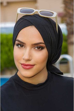 کلاه شنای حجاب مشکی زنانه Aişe Tesettür - کد 747218564