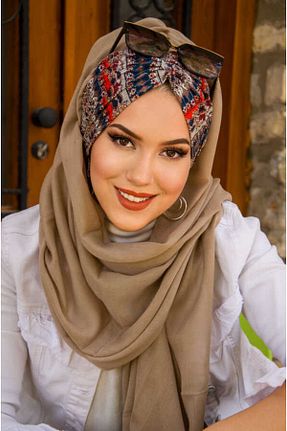شال قهوه ای زنانه پنبه ای Aişe Tesettür - کد 827151795