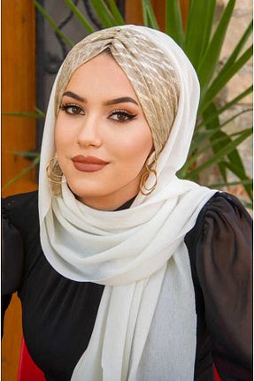 شال سفید زنانه پنبه پلی استر Aişe Tesettür - کد 827243232