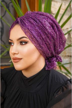 شال بنفش زنانه پنبه ای Aişe Tesettür - کد 827148956