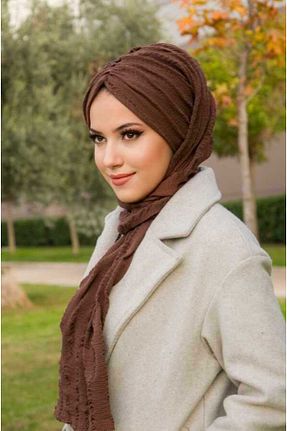 روسری قهوه ای پنبه ای Aişe Tesettür - کد 886571869