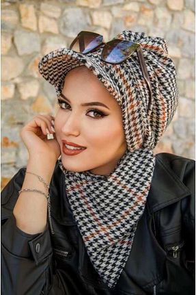 کلاه قهوه ای زنانه پنبه ای Aişe Tesettür - کد 864814463