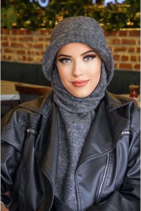 کلاه طوسی زنانه پشمی Aişe Tesettür - کد 680392333