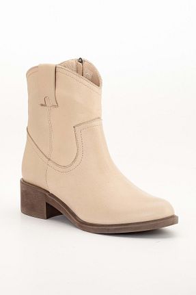 بوت / نیم بوت بژ زنانه چرم مصنوعی ANALİN SHOES - کد 861255742