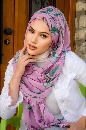 شال صورتی زنانه پلی استر Aişe Tesettür - کد 815610358