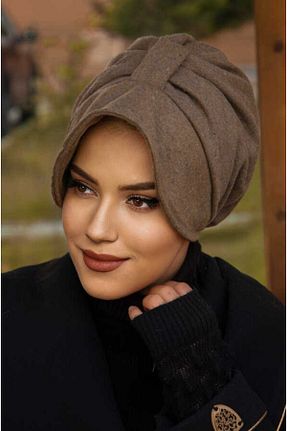 کلاه بژ زنانه پشمی Aişe Tesettür - کد 777315592