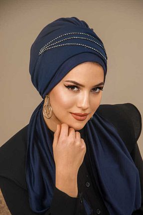 شال سرمه ای زنانه پنبه پلی استر Aişe Tesettür - کد 815619671