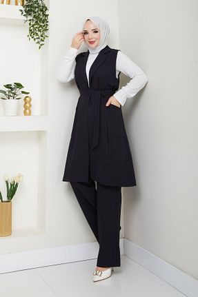 ست بالاتنه و پائین تنه حجاب مشکی زنانه رگولار A S HAZIR GİYİM - کد 906241715