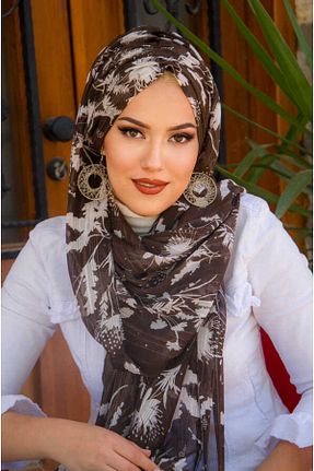 شال قهوه ای زنانه پلی استر Aişe Tesettür - کد 815616403