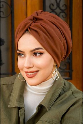 شال قهوه ای زنانه پنبه پلی استر Aişe Tesettür - کد 815619032