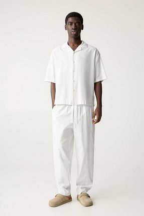 شلوار سفید مردانه کتان Pull & Bear - کد 904686532