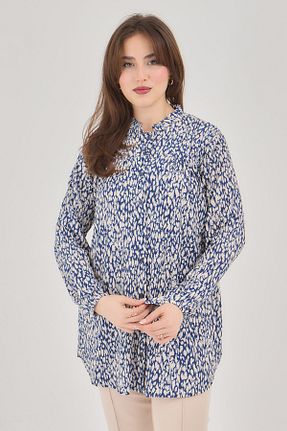 بلوز سایز بزرگ آبی زنانه رگولار Fresh&Moda - کد 906058555