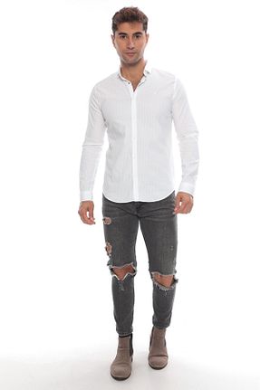 پیراهن سفید مردانه اسلیم savmen wear - کد 904688731