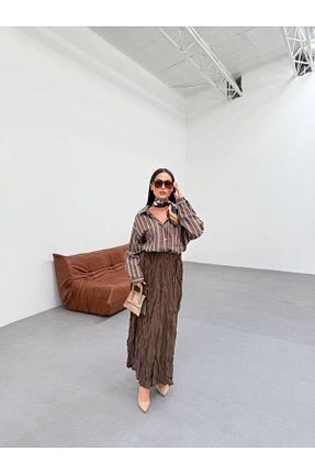دامن قهوه ای زنانه ساده CinneMadonna - کد 904679832