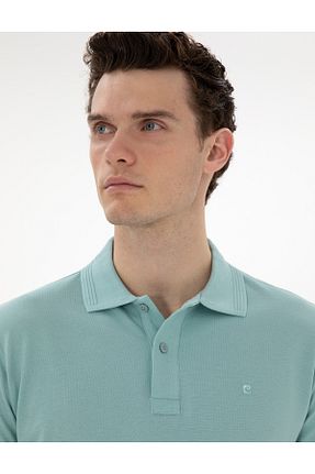 پولوشرت فیروزه ای مردانه پلی استر Pierre Cardin - کد 904674795
