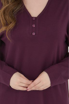 بلوز سایز بزرگ بنفش زنانه Penye Fresh&Moda - کد 906031847