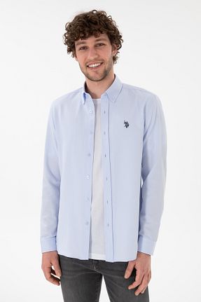 پیراهن آبی مردانه یقه ایستاده U.S. Polo Assn. - کد 904674833