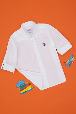 پیراهن سفید بچه گانه یقه پیراهنی U.S. Polo Assn. - کد 904696385