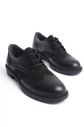 کفش آکسفورد مشکی زنانه چرم مصنوعی öz se shoes - کد 807770517