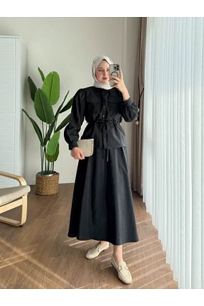 ست بالاتنه و پائین تنه حجاب مشکی زنانه کلوش Genel Markalar - کد 904698164
