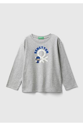تیشرت طوسی بچه گانه رگولار United Colors of Benetton - کد 849109338