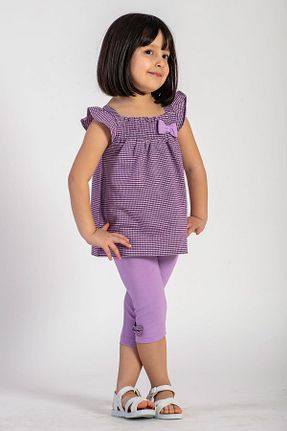 ست بالاتنه و پائین تنه بنفش بچه گانه بافتنی zepkids - کد 818426646