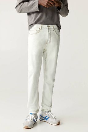 شلوار جین سفید مردانه پاچه تنگ Pull & Bear - کد 904690124