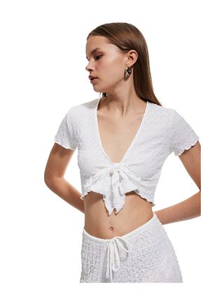تیشرت نباتی زنانه یقه هفت Koton - کد 904700604