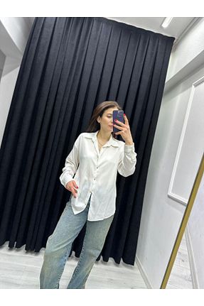 پیراهن سفید زنانه اورسایز TUNAM BUTİK - کد 904706604