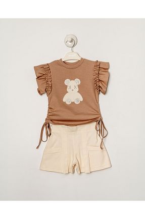 ست بالاتنه و پائین تنه قهوه ای بچه گانه بافتنی Titimixkids - کد 903218463