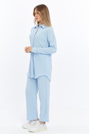 ست بالاتنه و پائین تنه آبی زنانه بافت EC MODA - کد 904711715