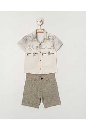 ست بالاتنه و پائین تنه طوسی بچه گانه بافتنی Titimixkids - کد 903205619
