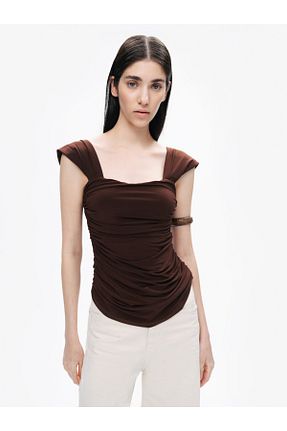 بلوز قهوه ای زنانه ساده Nocturne - کد 904710180