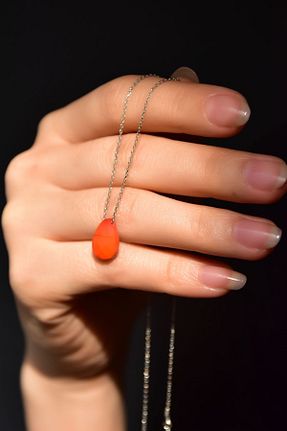 گردنبند نقره نارنجی زنانه 925 عیار Papatya Silver - کد 271959188