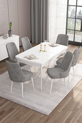 ست میز آشپزخانه سفید MDF Canisa Concept - کد 193348725