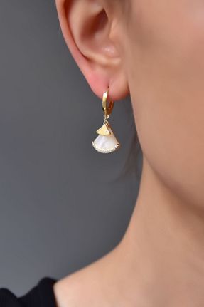 گوشواره نقره طلائی زنانه 925 عیار Papatya Silver - کد 263277620
