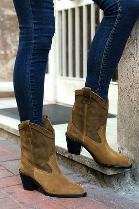بوت / نیم بوت قهوه ای زنانه جیر trendytopuk - کد 46090031