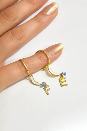 گوشواره نقره طلائی زنانه 925 عیار Papatya Silver - کد 358101289
