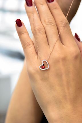 گردنبند نقره صورتی زنانه 925 عیار Papatya Silver - کد 155992005